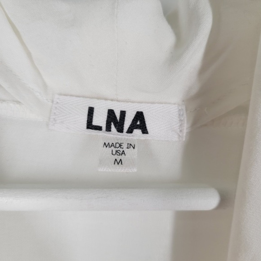 LNA White Long‎ Sleeve Twisted Drape Front Blouse Top Women M Minimal Quiet Lux - Picture 5 of 6